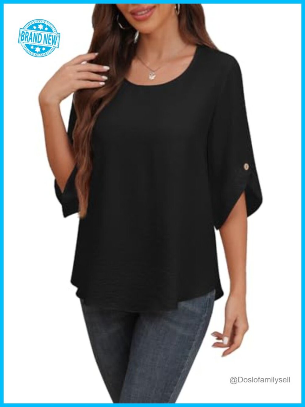 Chiffon Blouse Bell Sleeve Tunic Top Casual Work Tshirt Loose Fit